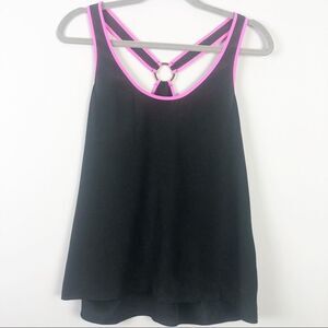 JUICY COUTURE | Black and Pink Silk Tank Top Ring Back Women’s Size Small